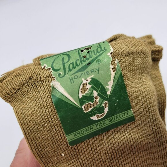 Vintage Men's Khaki Socks 6 Pair Fine Mercerized Cotton Packard Hosiery NOS - Picture 11 of 16